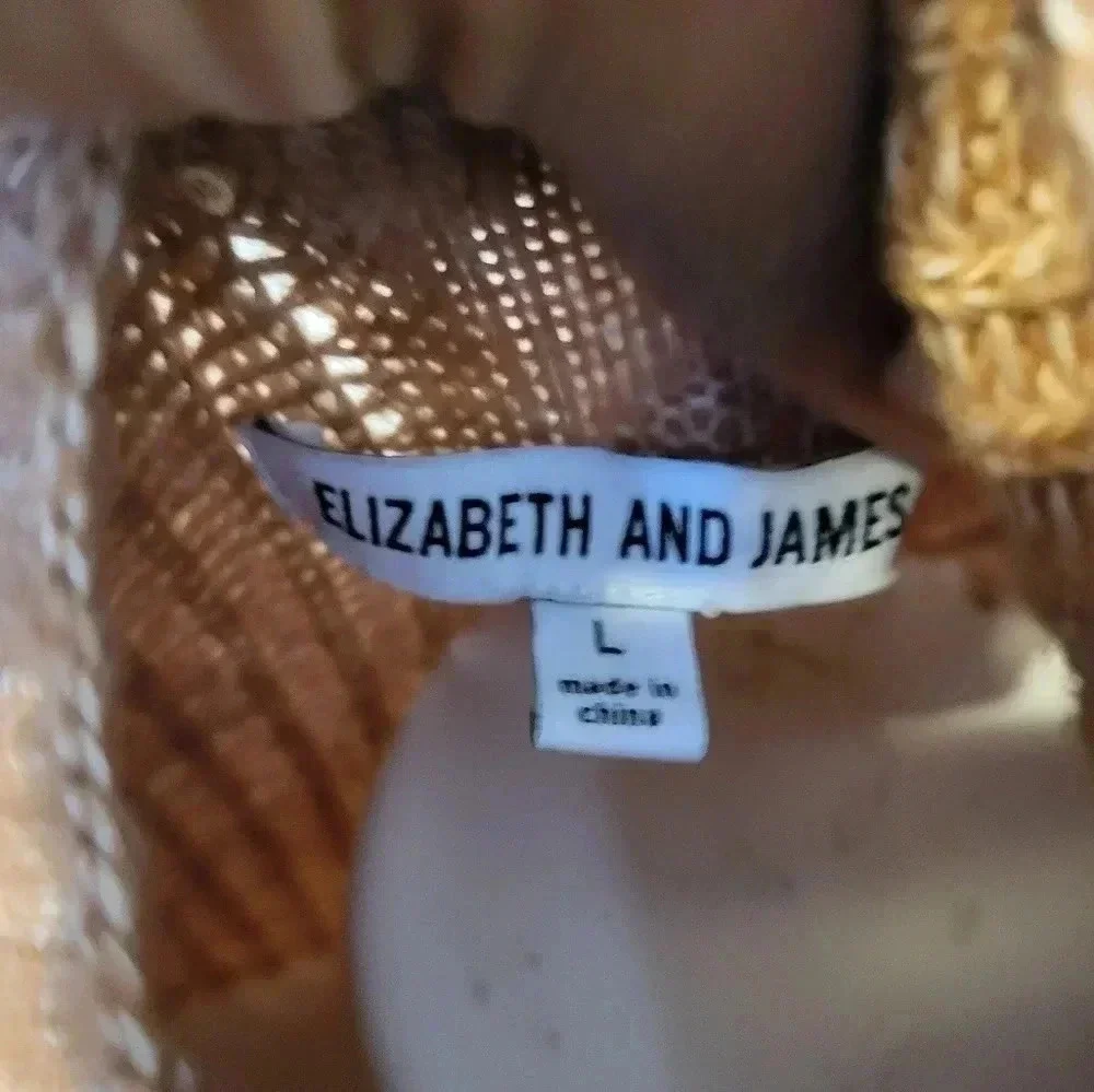 Elizabeth & James Tan/Brown Knit Mockneck Soft Sweater(Large)